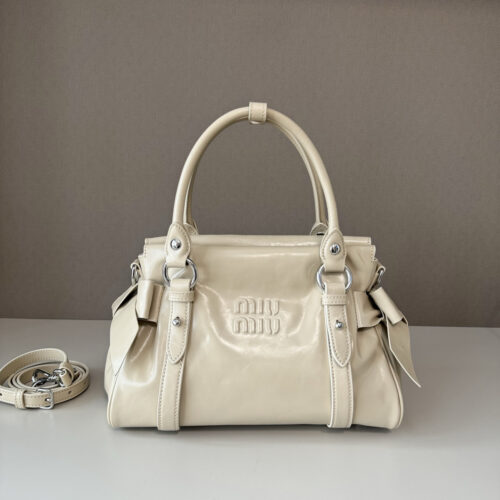 Miu Miu glossy genuine leather bow handbag