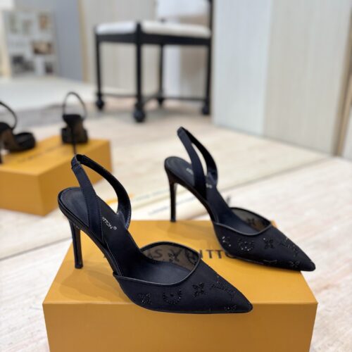 Alternative view of LOUIS VUITTON 26 Mesh Rhinestone High Heels with Openwork Strappy Design