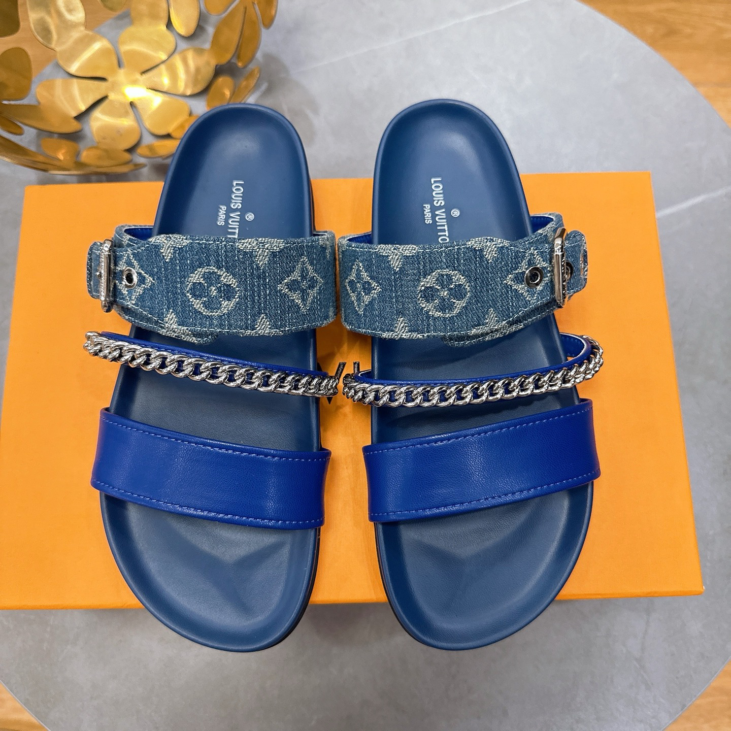 Louis Vuitton LV Sunset Denim Chain Sandals - Image 2