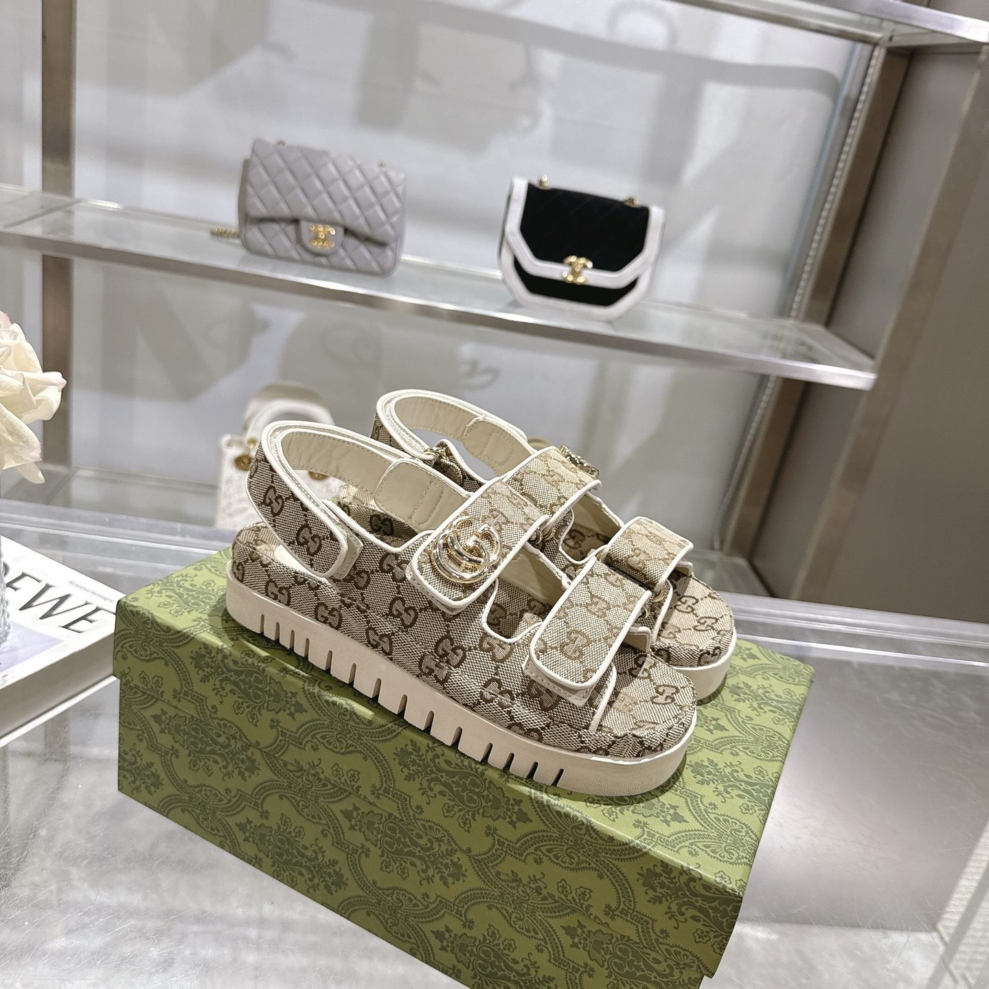 Gucci Double G Velcro Platform Sandals - Image 3