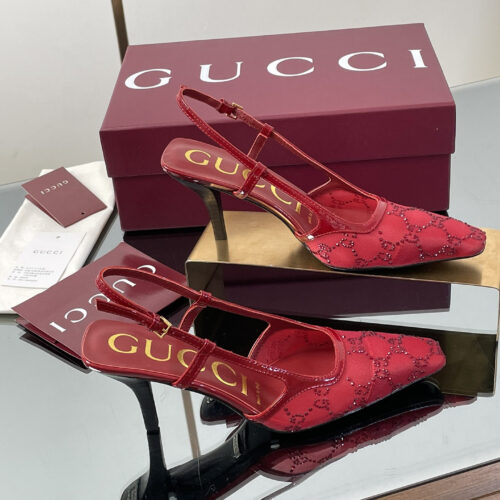 Alternative view of Gucci Crystal GG Monogram Kitten Heel Sandals