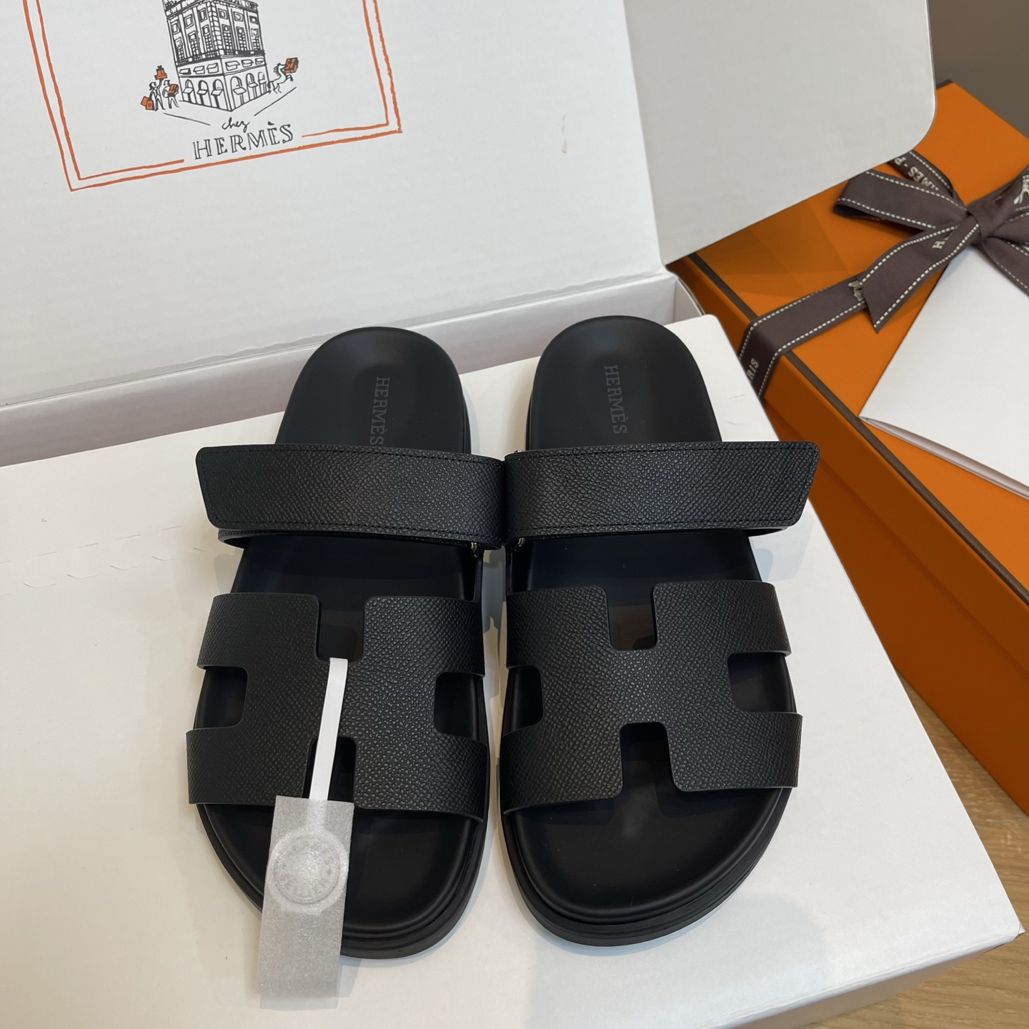 Hermès Chypre series Velcro H-shaped sandals - Image 5