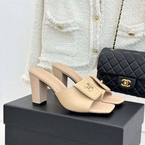 Alternative view of Chanel square-toe double C buckle chunky heel mule sandals