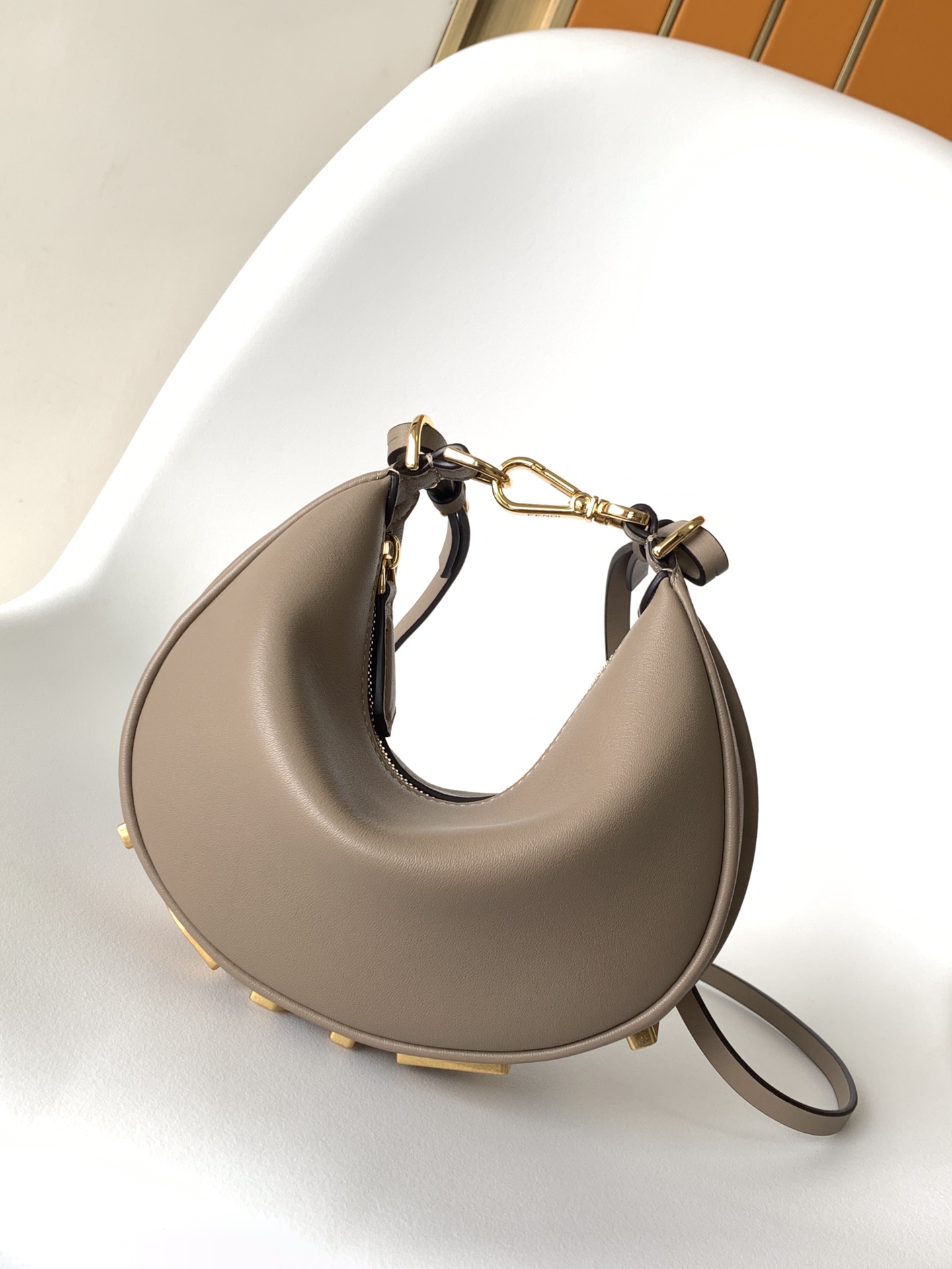 Fendi Fendigraphy Mini Crescent-Shaped Underarm Bag