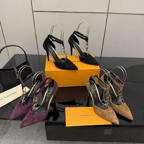 Louis Vuitton LV Eyeline T-strap suede high heels