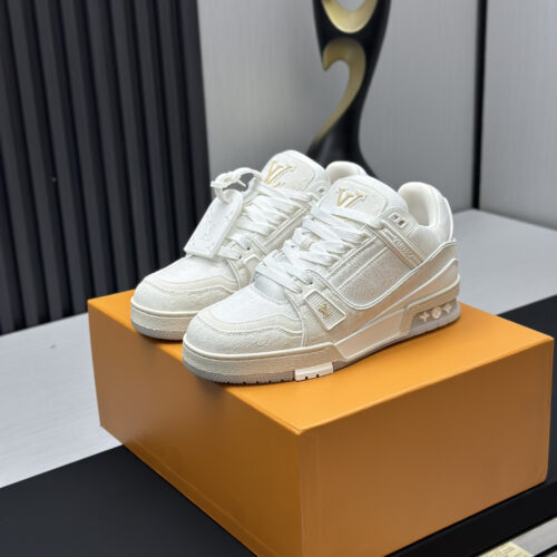 Alternative view of Louis Vuitton Trainer White Denim Sneakers