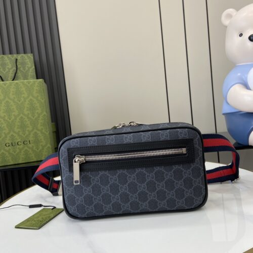 Alternative view of Gucci's popular GG Supreme black and grey monogram crossbody camera bag