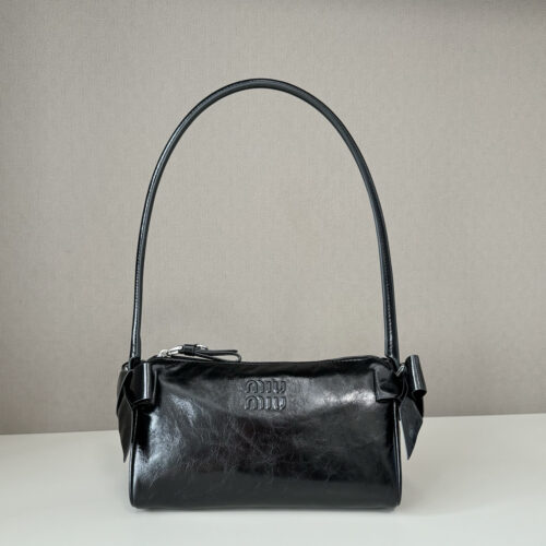 Alternative view of Miu Miu side bow waxed leather underarm bag
