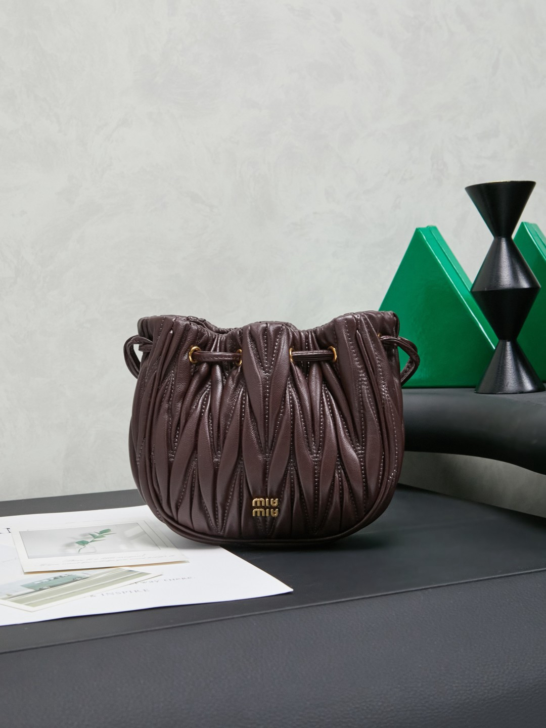 Miu Miu Matelassé genuine leather drawstring bucket bag - Image 2