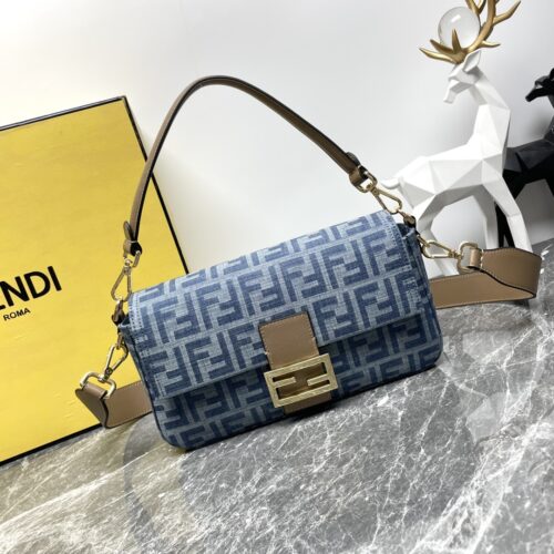 Fendi Baguette FF Denim Monogram Bag