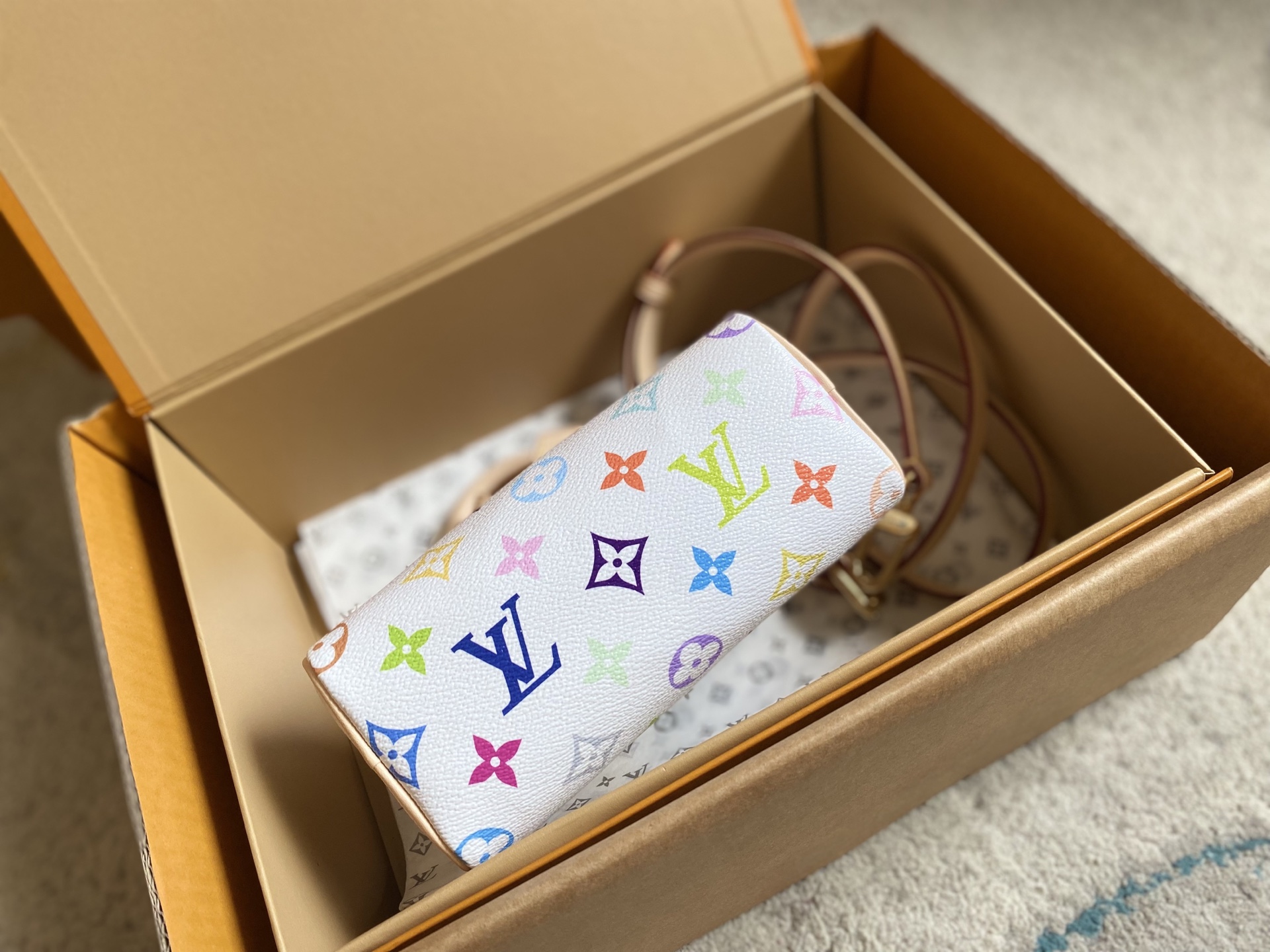 Louis Vuitton × Takashi Murakami Nano Speedy White Tricolor - Image 4