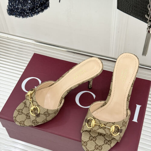 Alternative view of Gucci Horsebit GG Canvas High-Heeled Mule Sandals