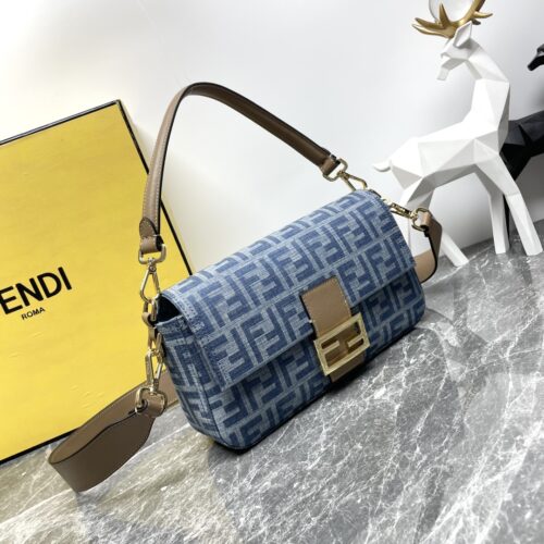 Alternative view of Fendi Baguette FF Denim Monogram Bag