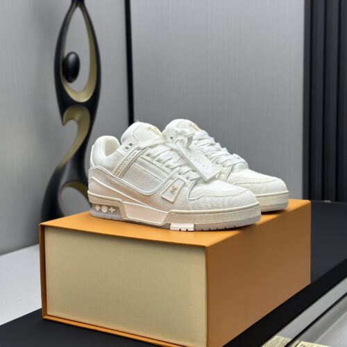 Louis Vuitton Trainer White Denim Sneakers