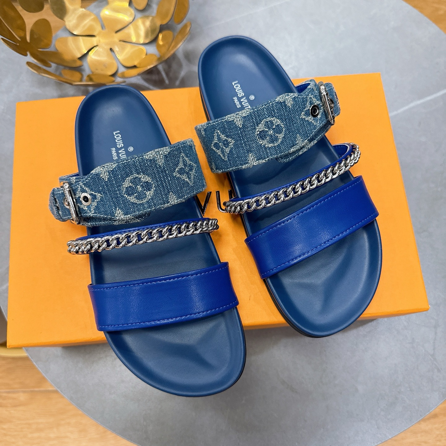 Louis Vuitton LV Sunset Denim Chain Sandals - Image 3