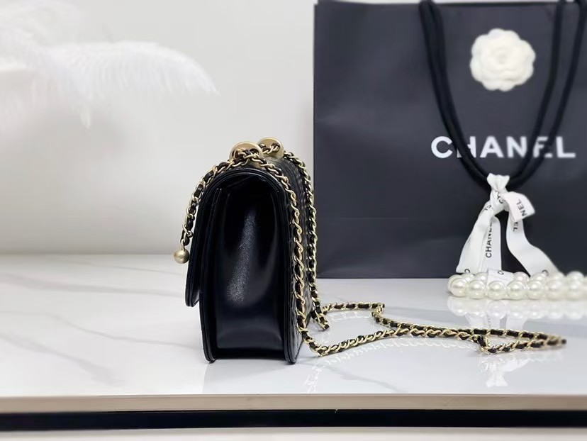 Chanel 26S Double Gold Ball Adjustable Buckle Square Fat Bag (Small Gold Ball Adjustable Baguette Bag) (Copy) - Image 5