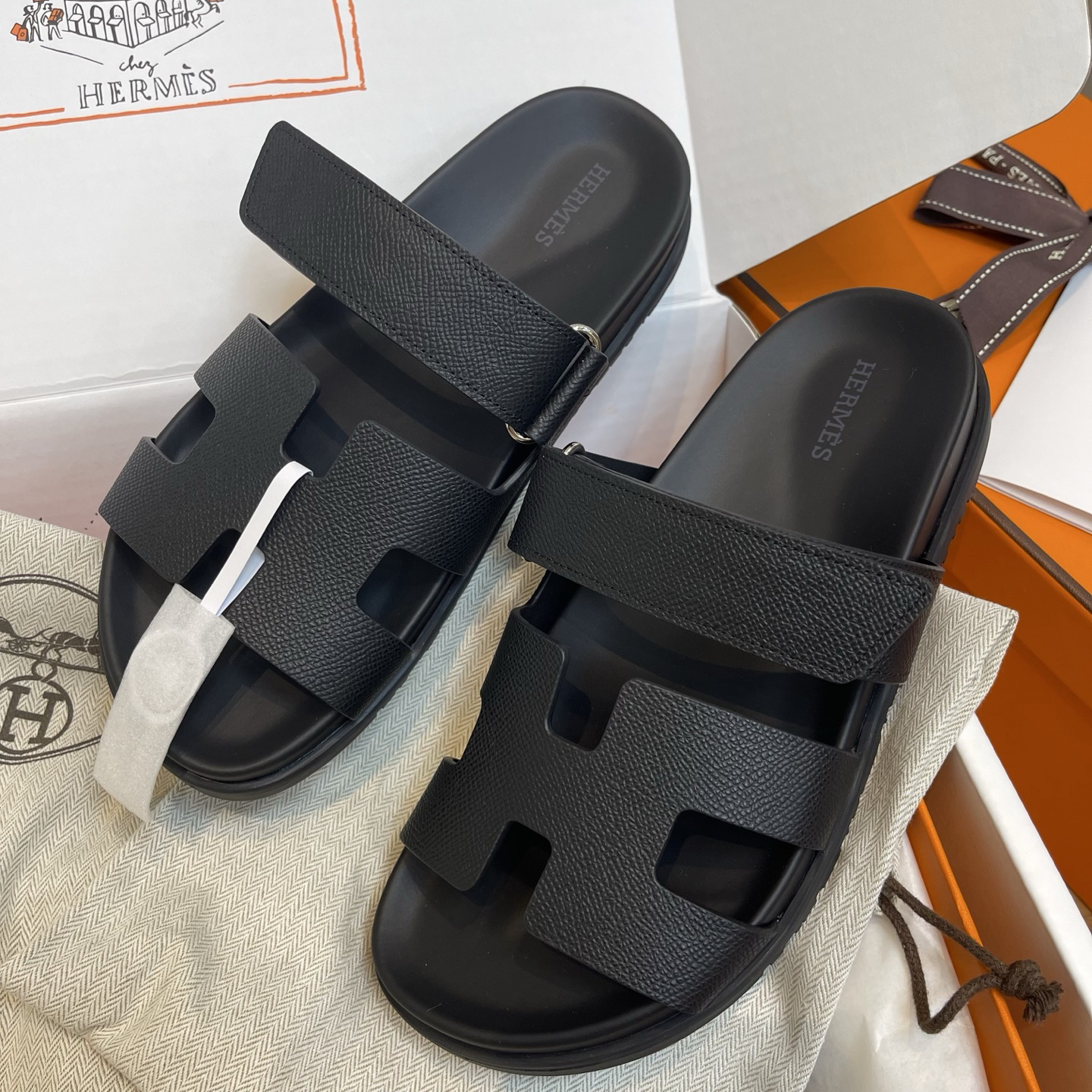 Hermès Chypre series Velcro H-shaped sandals - Image 7