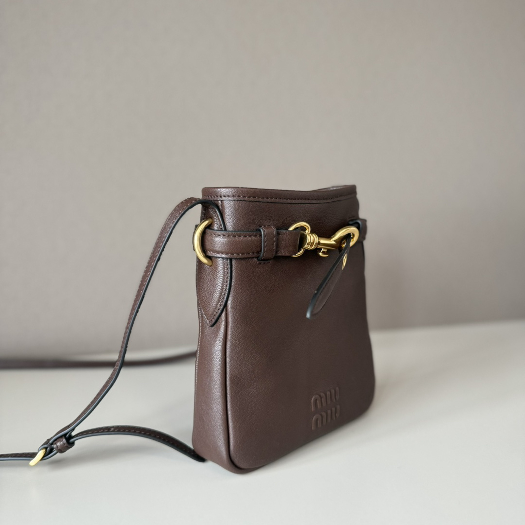 Miu Miu Nappa Genuine Leather Mini Lucky Bag Bucket Bag - Image 4