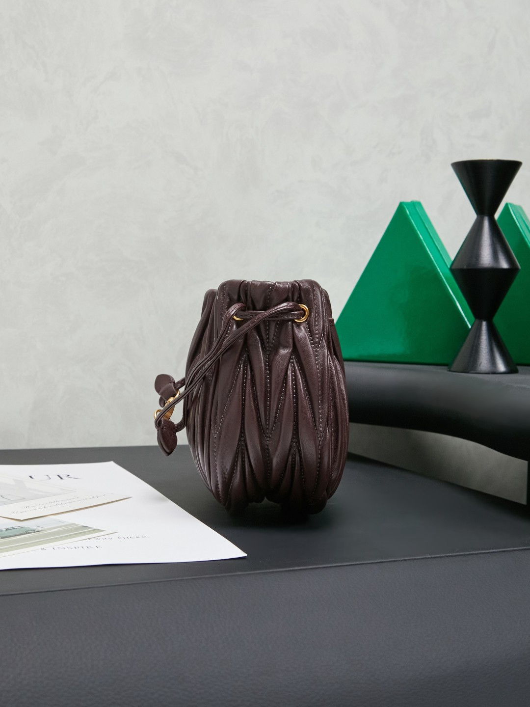 Miu Miu Matelassé genuine leather drawstring bucket bag - Image 4