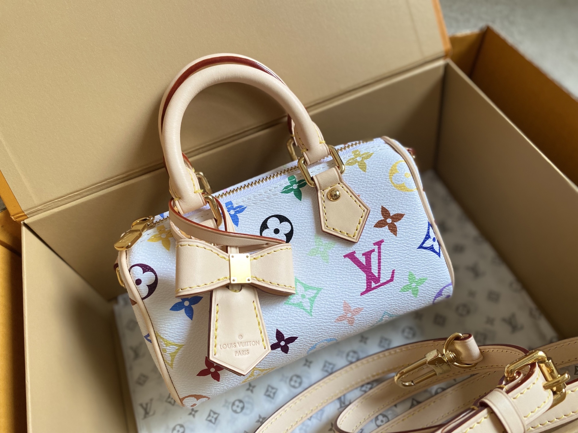Louis Vuitton × Takashi Murakami Nano Speedy White Tricolor - Image 6