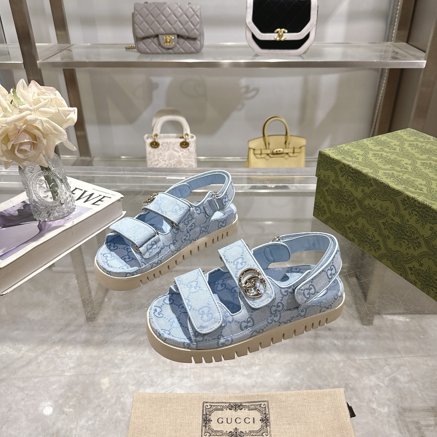 Gucci Double G Velcro Platform Sandals - Image 2