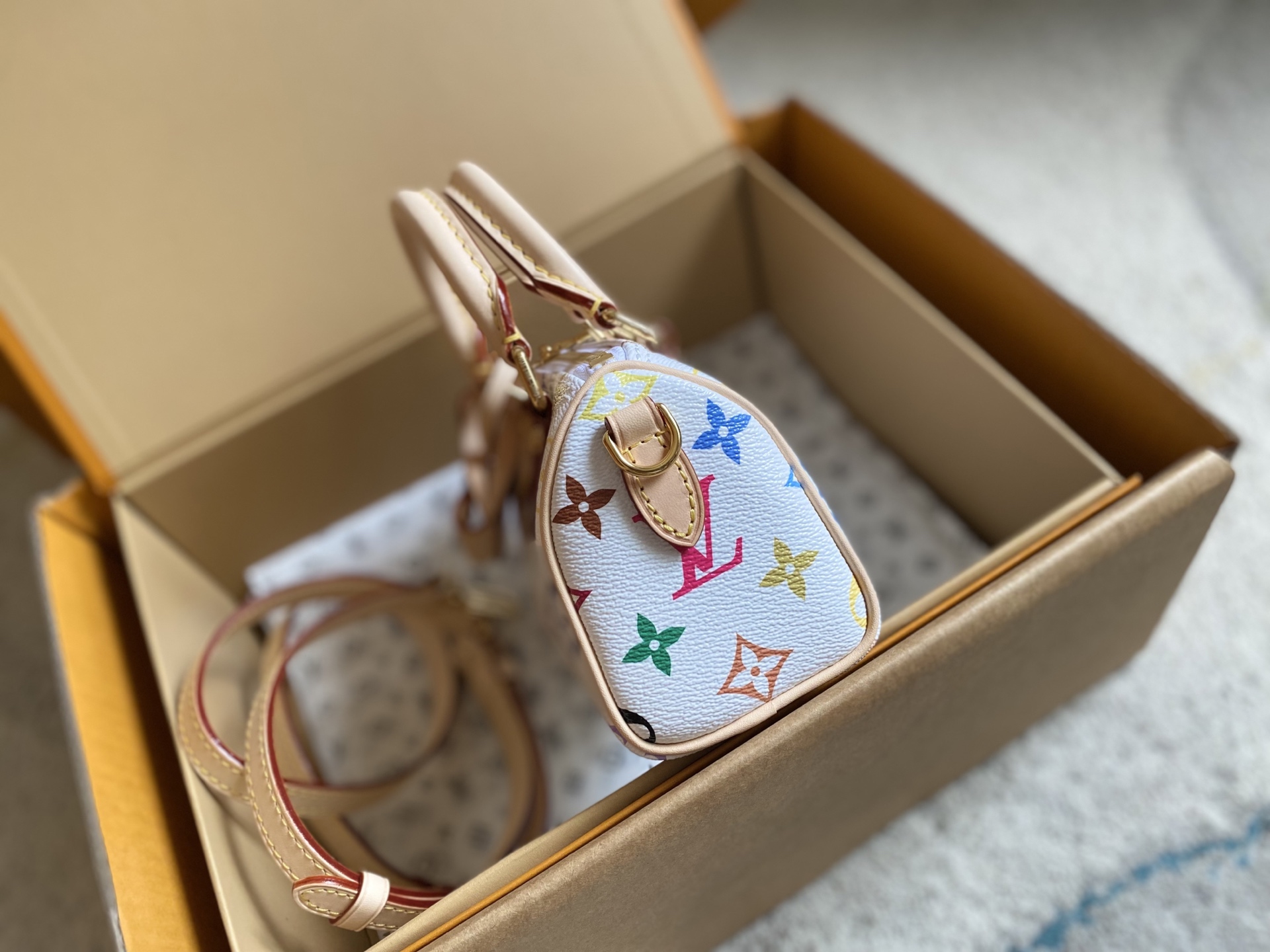 Louis Vuitton × Takashi Murakami Nano Speedy White Tricolor - Image 7