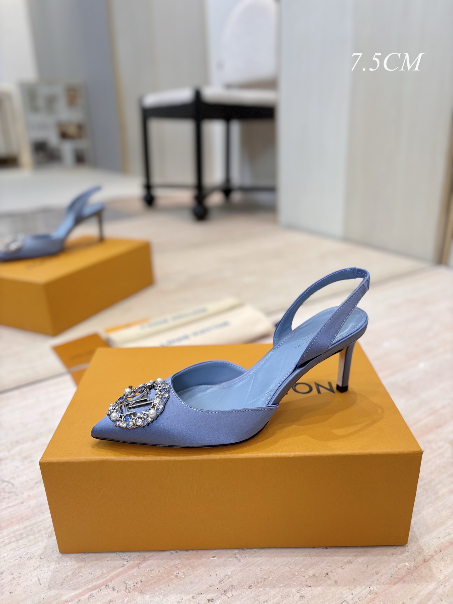 Louis Vuitton Met Slingback Open-Heel High Heels - Image 8