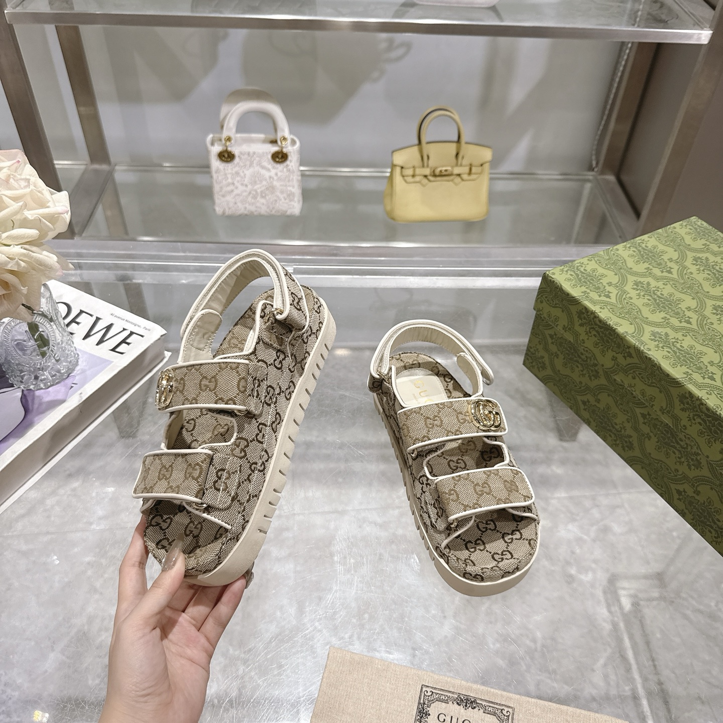 Gucci Double G Velcro Platform Sandals - Image 6