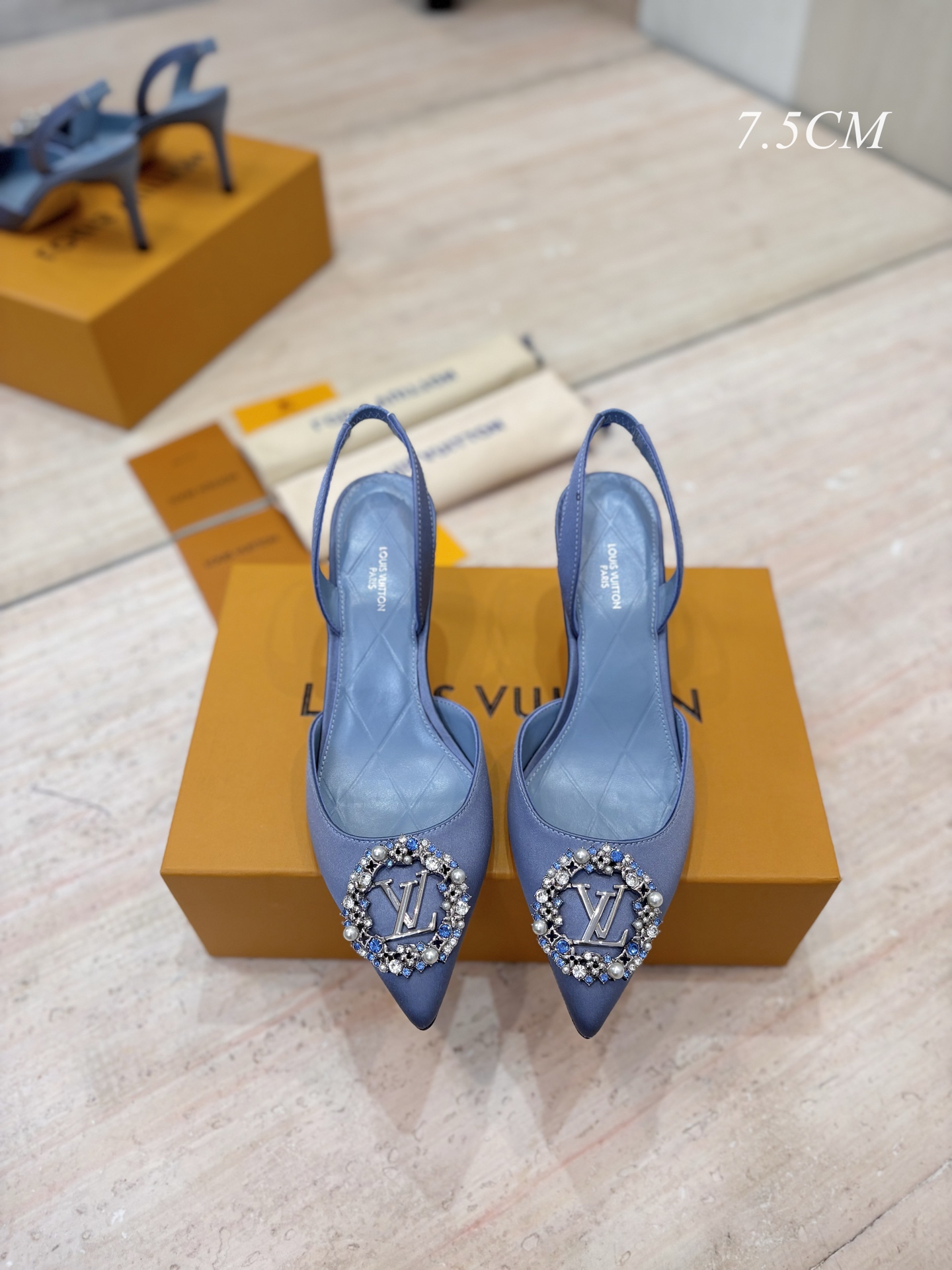 Louis Vuitton Met Slingback Open-Heel High Heels - Image 9