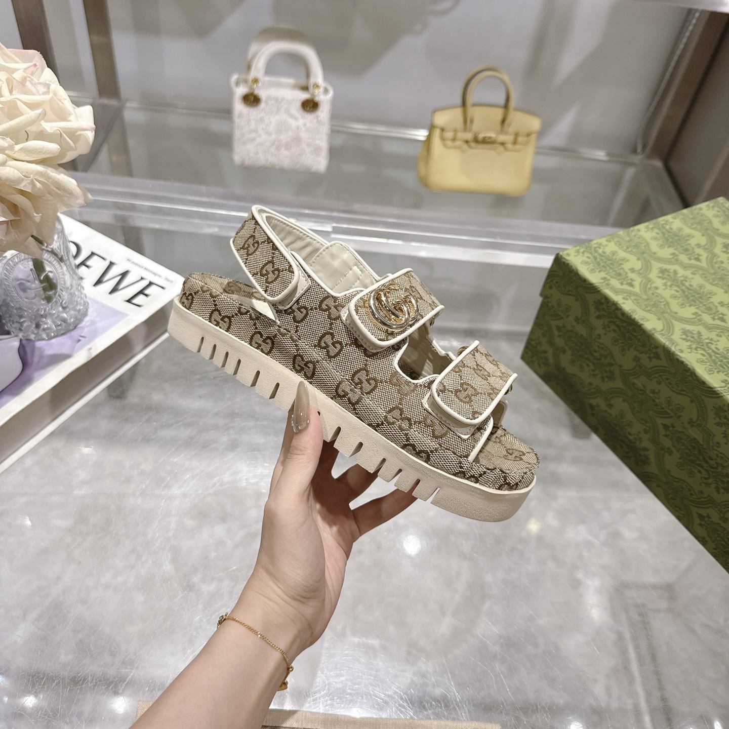 Gucci Double G Velcro Platform Sandals - Image 7