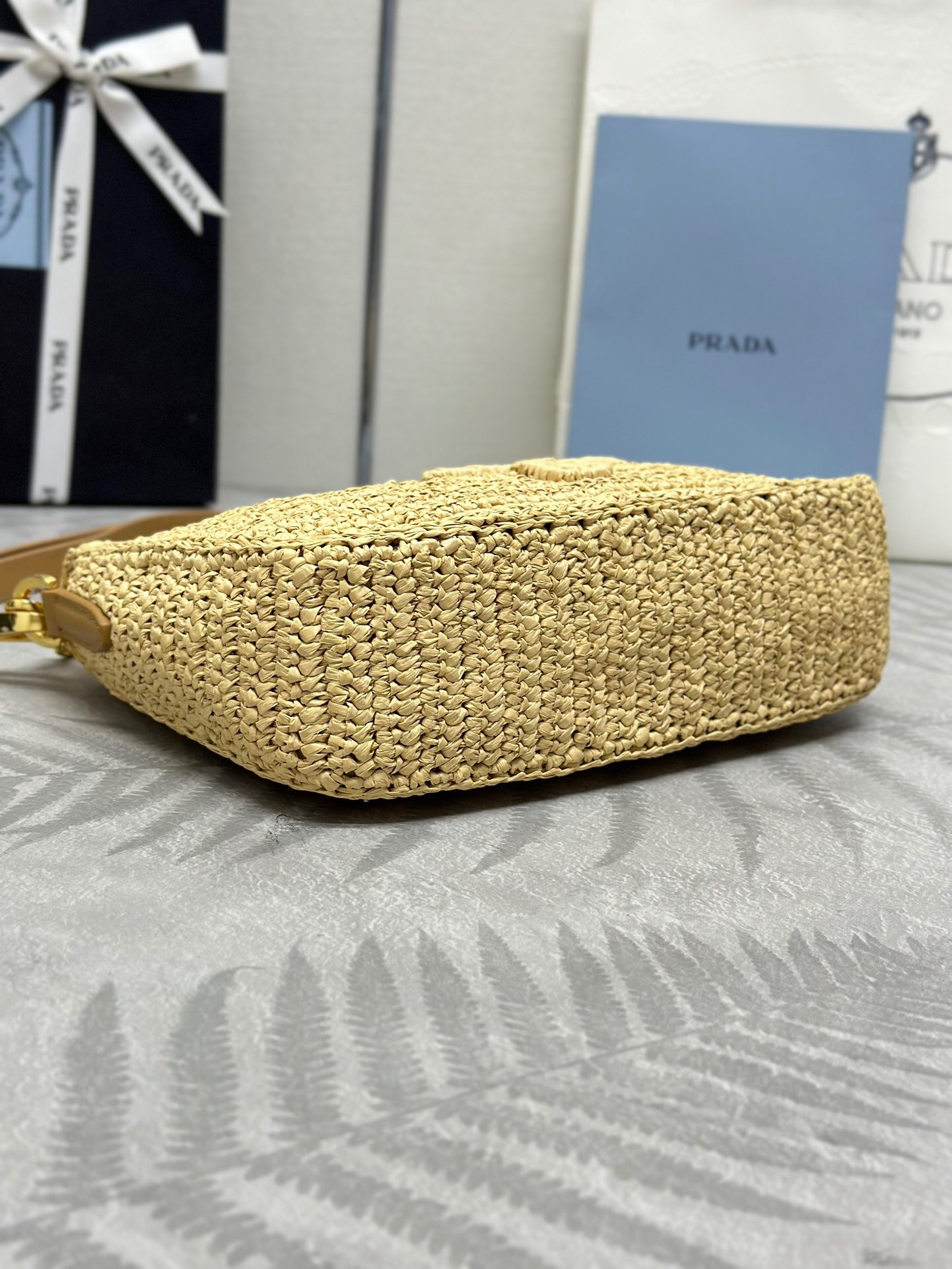 Bolso hobo de rafia de ganchillo de Prada, bolso de rafia tejido para la axila - Image 7