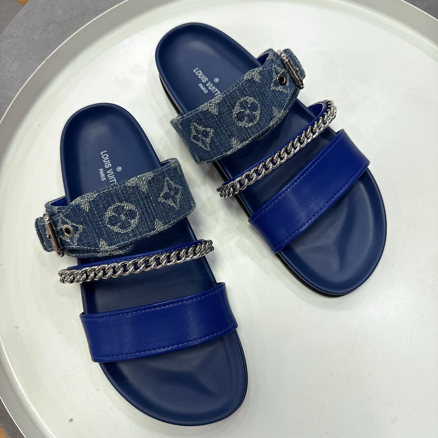 Louis Vuitton LV Sunset Denim Chain Sandals - Image 7