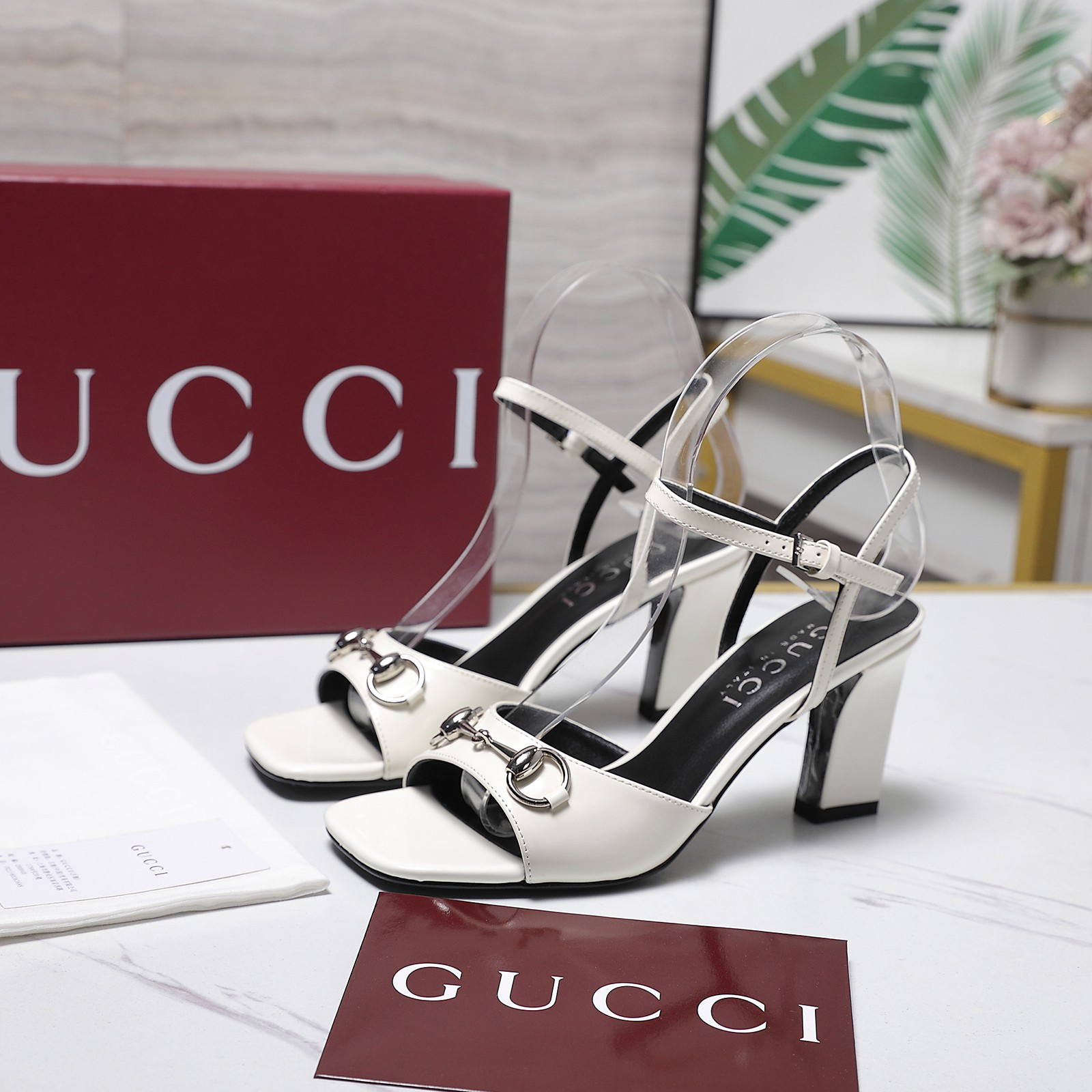 Gucci Horsebit Square Toe Chunky Heel Sandals - Image 2