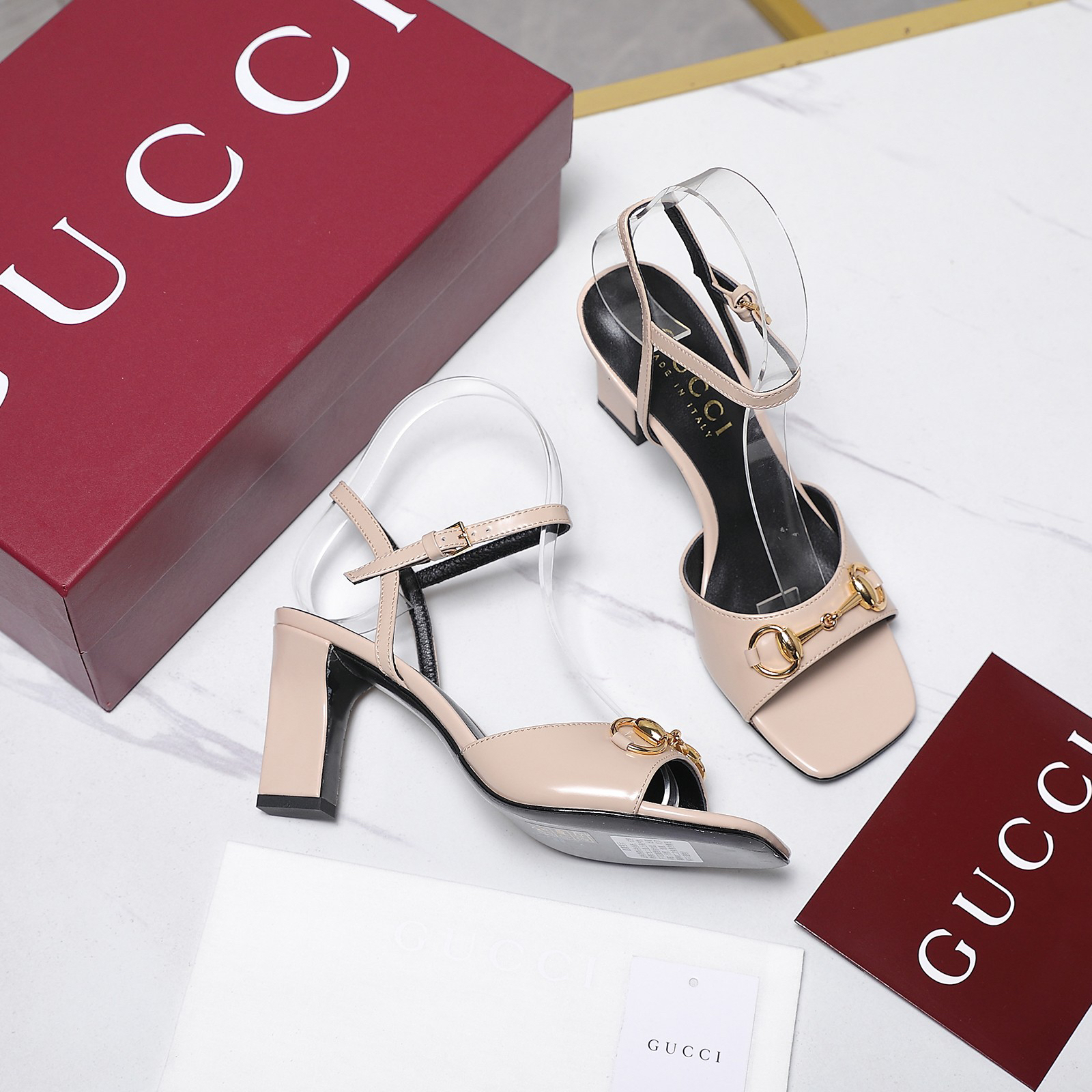 Gucci Horsebit Square Toe Chunky Heel Sandals - Image 8