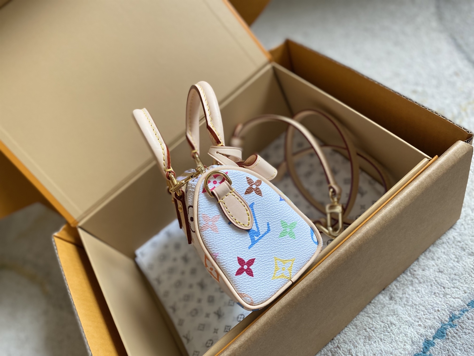 Louis Vuitton × Takashi Murakami Nano Speedy White Tricolor - Image 10