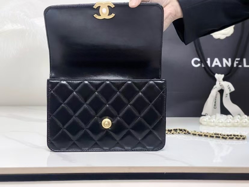 Chanel 26S Double Gold Ball Adjustable Buckle Square Fat Bag (Small Gold Ball Adjustable Baguette Bag) (Copy) - Image 7