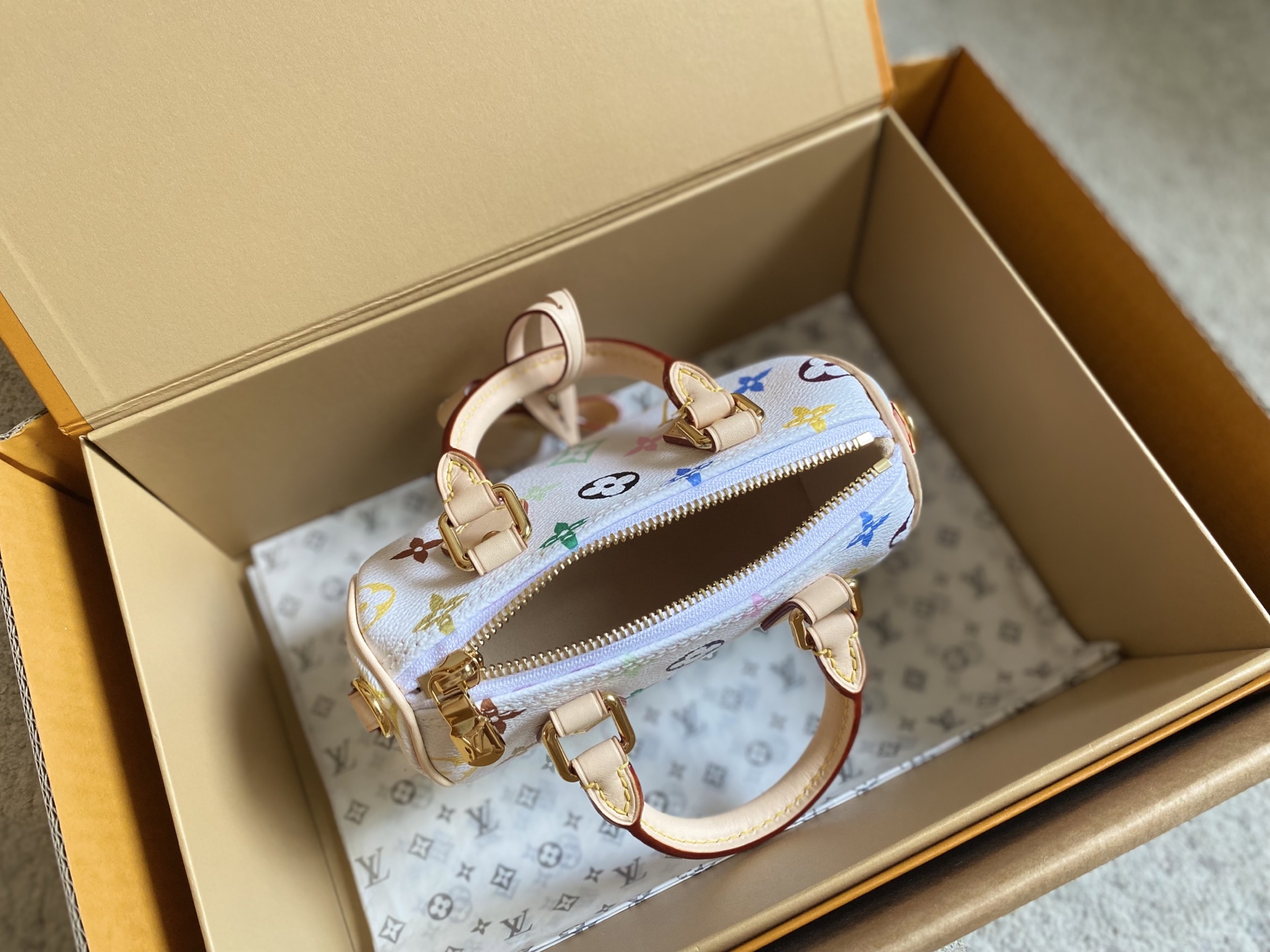 Louis Vuitton × Takashi Murakami Nano Speedy White Tricolor - Image 12