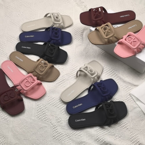Calvin Klein Women's Classic Square Buckle Logo Sandals