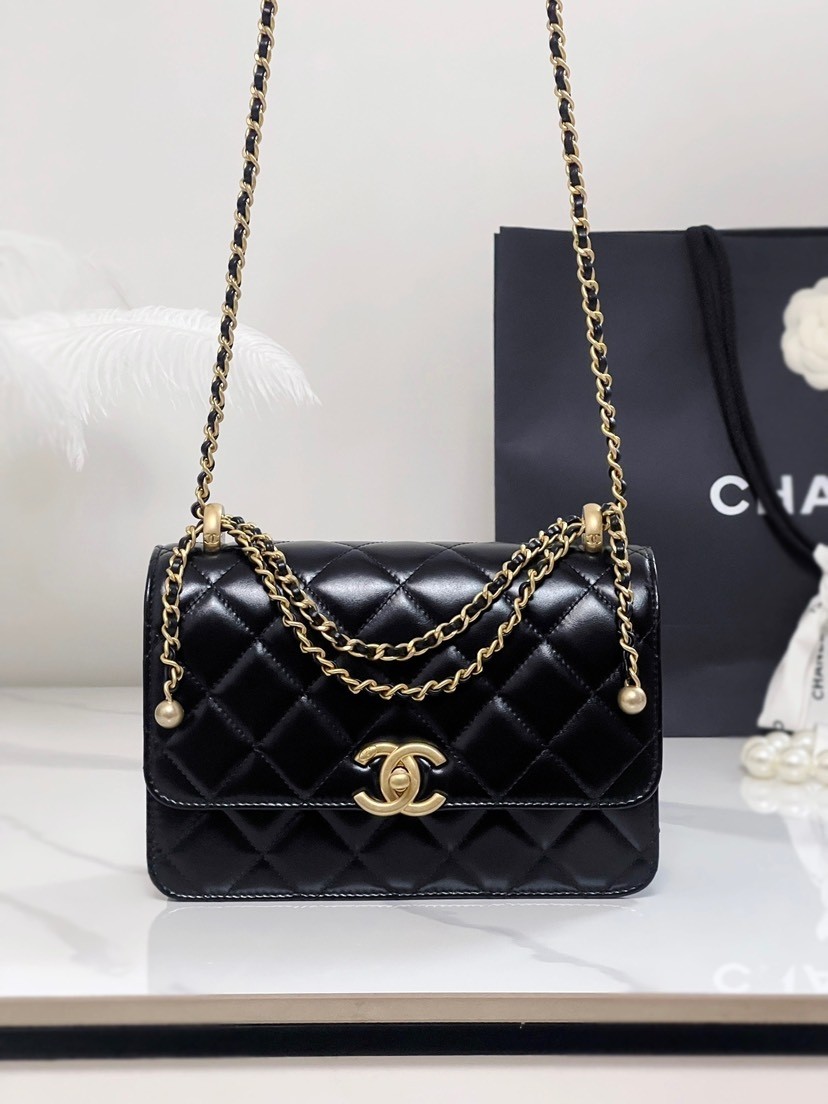 Chanel 26S Double Gold Ball Adjustable Buckle Square Fat Bag (Small Gold Ball Adjustable Baguette Bag) (Copy) - Image 2