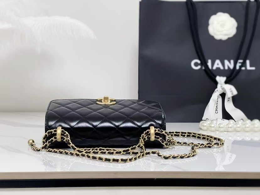 Chanel 26S Double Gold Ball Adjustable Buckle Square Fat Bag (Small Gold Ball Adjustable Baguette Bag) (Copy) - Image 9