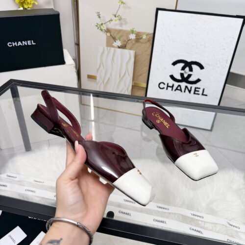 Alternative view of CHANEL Square Toe Two-Tone Open Back Sandals
