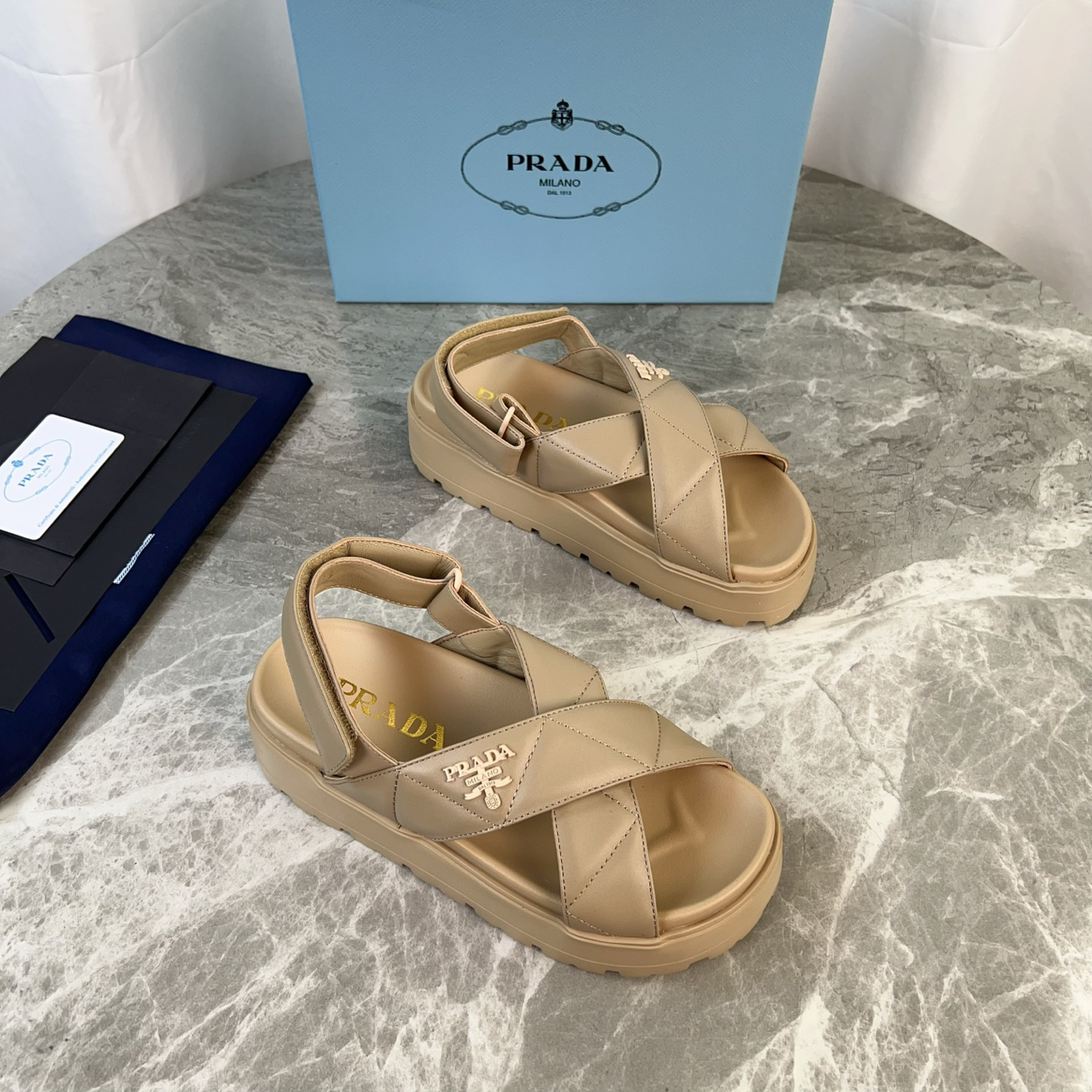 PRADA quilted cross-over platform sandals with back strap - Image 2