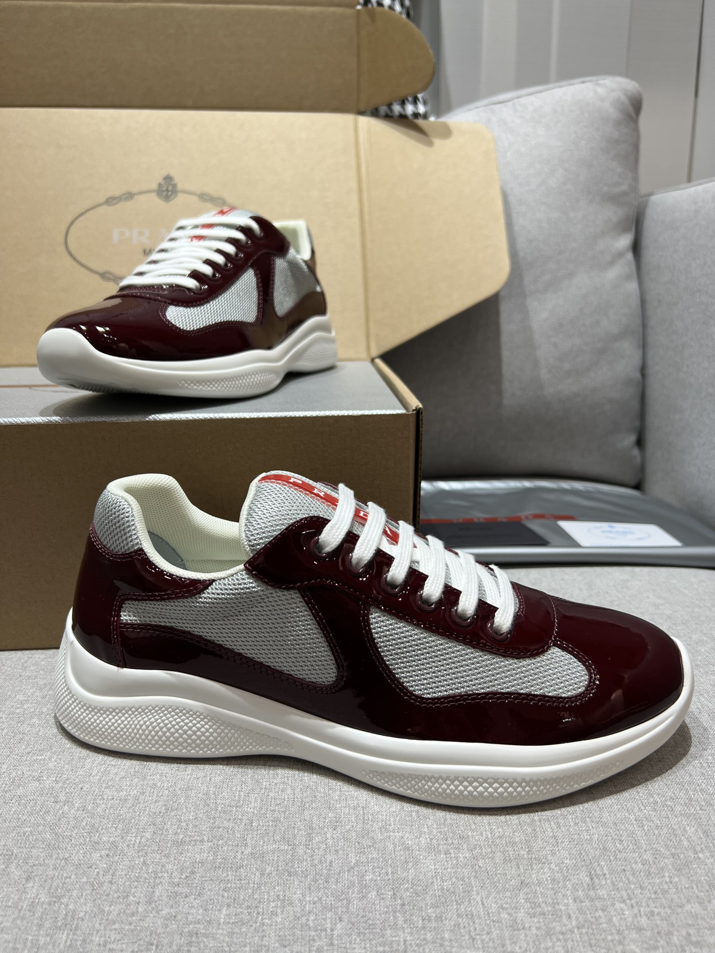 PRADA Prax 01 Glossy Mesh Casual Sneakers - Image 2