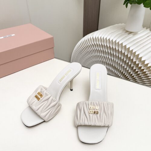 Alternative view of Miu Miu Matelassé pleated stiletto sandals