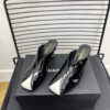 CHANEL color-blocked square-toe stiletto mule sandals
