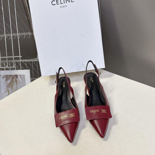 CELINE Arc de Triomphe Square Pointed Toe Open Back Stiletto Sandals