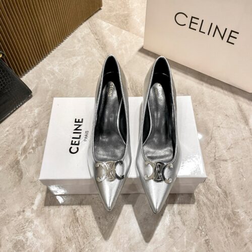 Alternative view of CELINE metallic silver Arc de Triomphe pointed-toe stiletto pumps