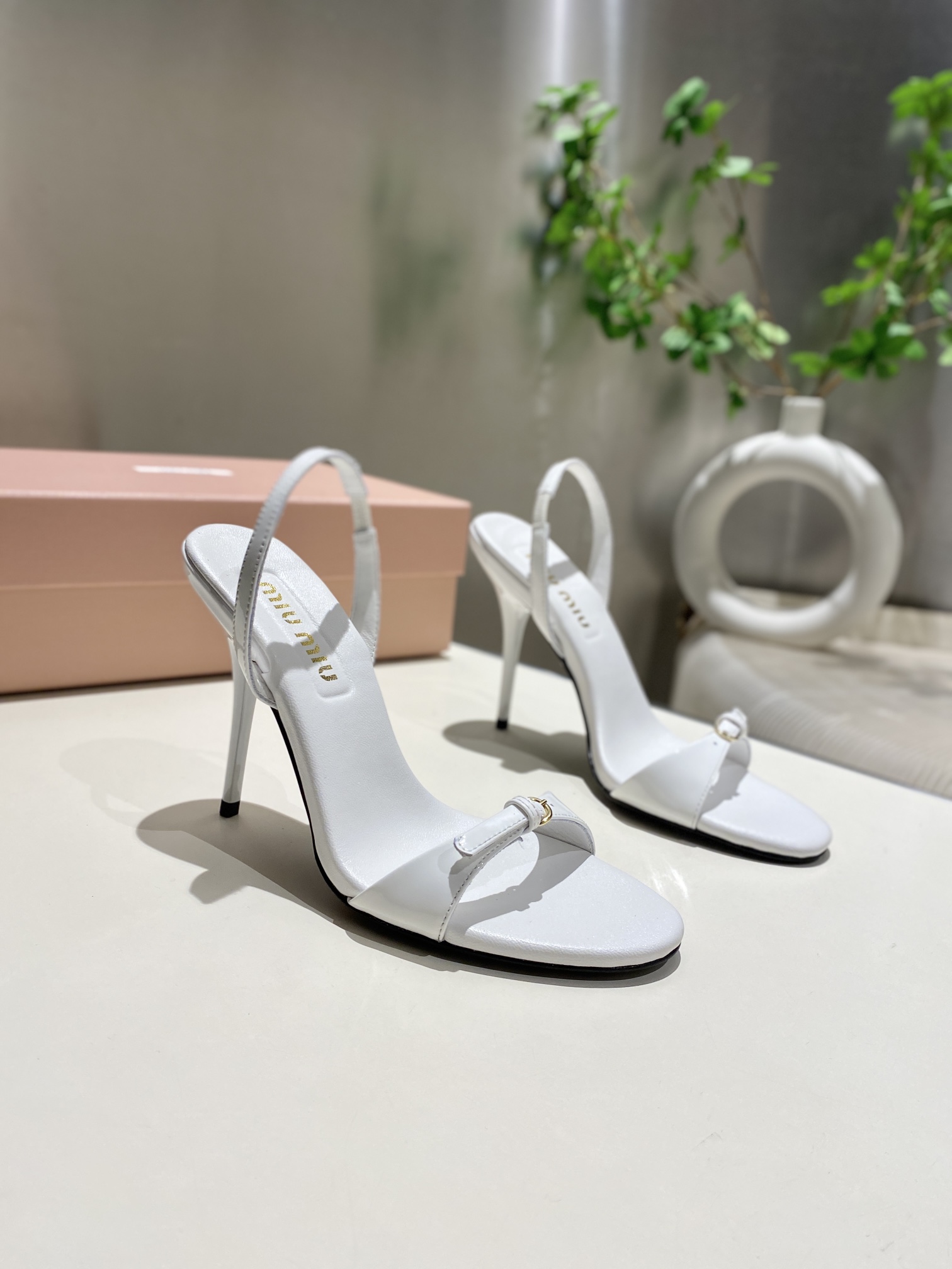 Miu Miu Bow-Tie Stiletto Sandals with Back Strap Open Toe - Image 2