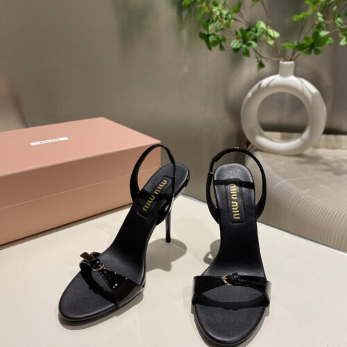 Miu Miu Bow-Tie Stiletto Sandals with Back Strap Open Toe