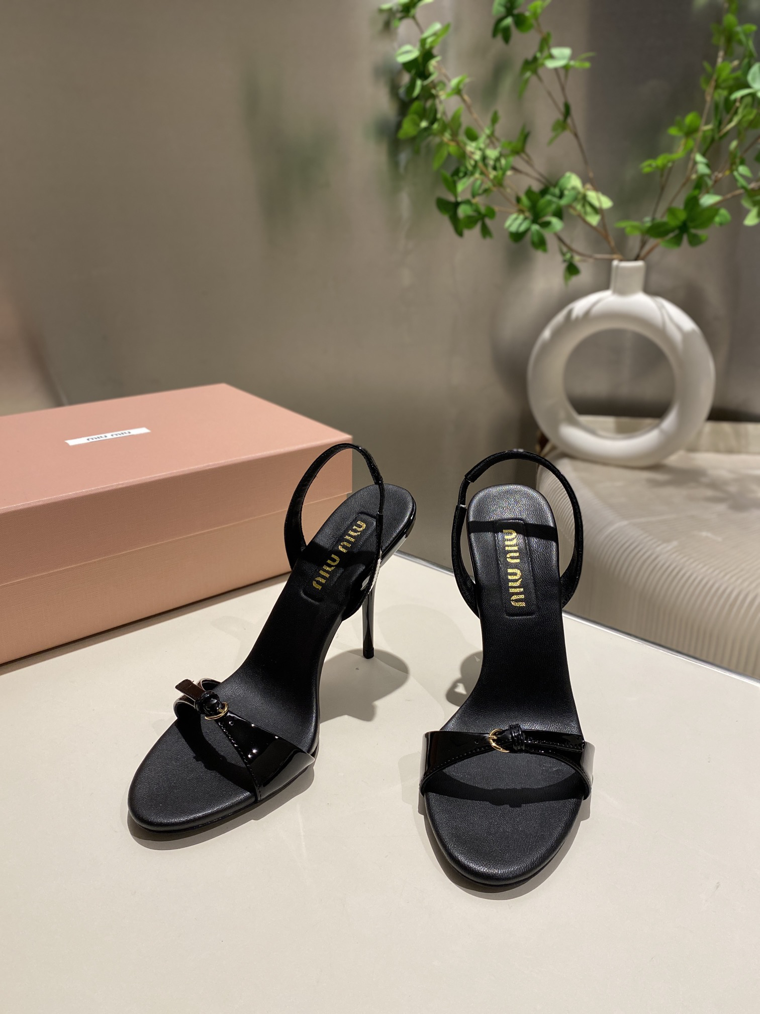 Miu Miu Bow-Tie Stiletto Sandals with Back Strap Open Toe